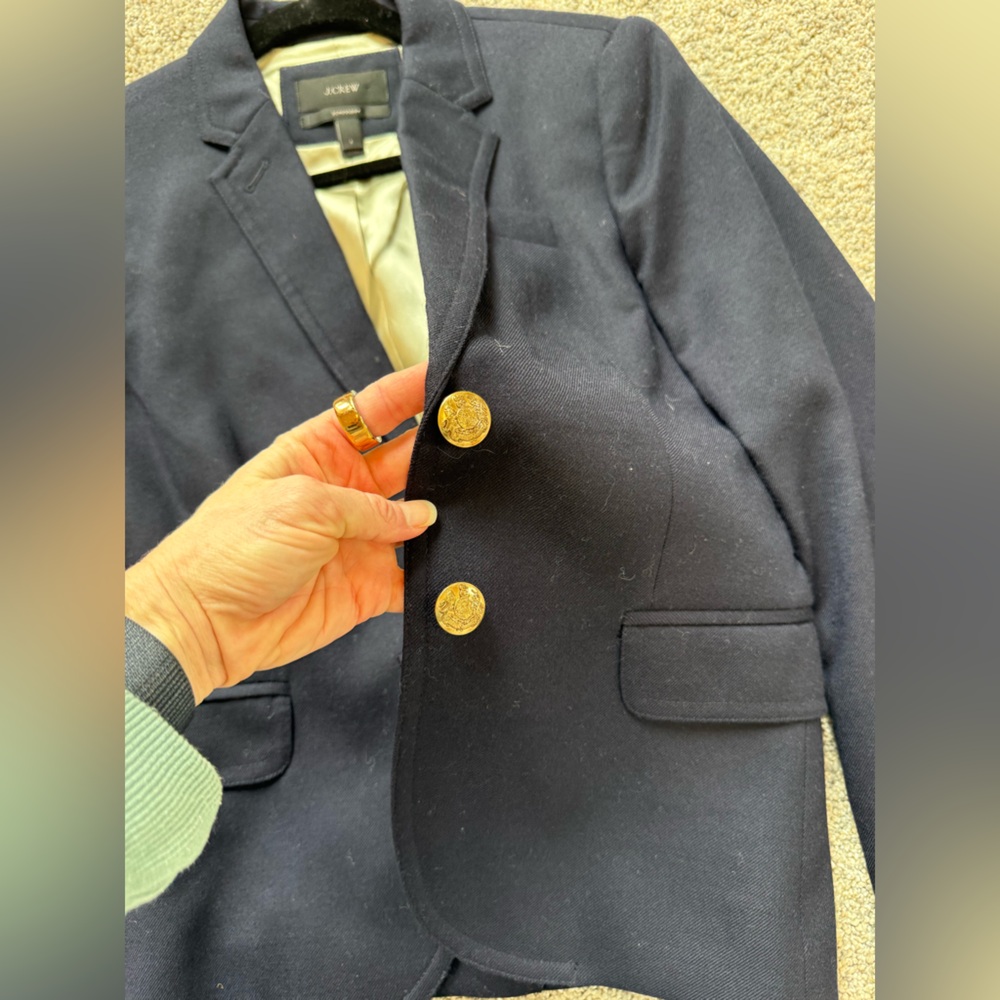 J.Crew Schoolboy Navy Wool Blazer Size 2 Gold Buttons - Picture 4 of 11